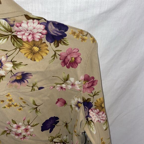 Jones New York Women’s Casual Shirt Size 10 Beige Floral Going Out Party Comfort - Picture 10 of 12